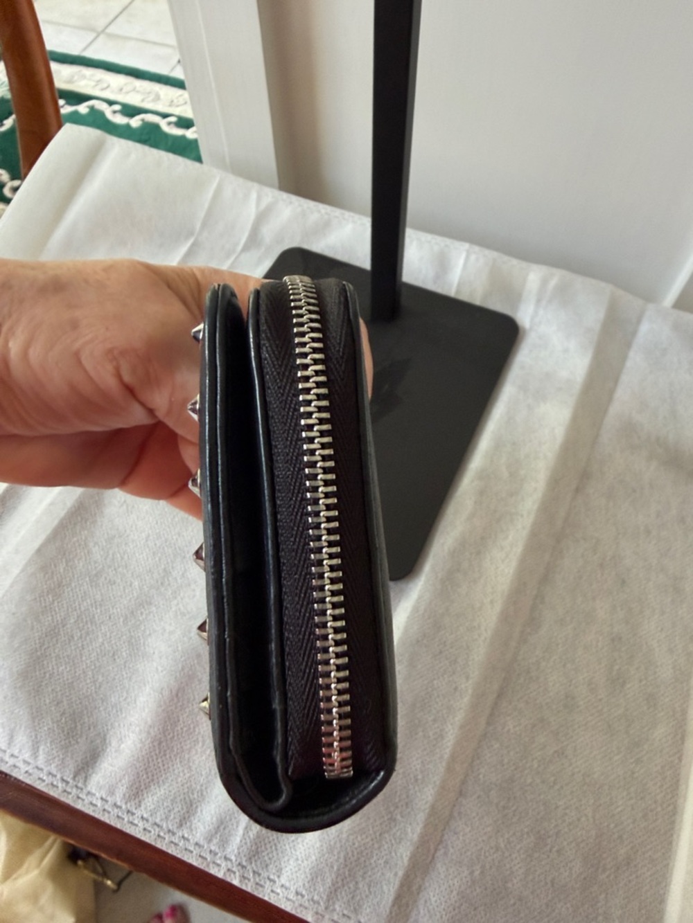 EUC MCM Black Studded Leather Compact Wallet - Picture 6 of 9